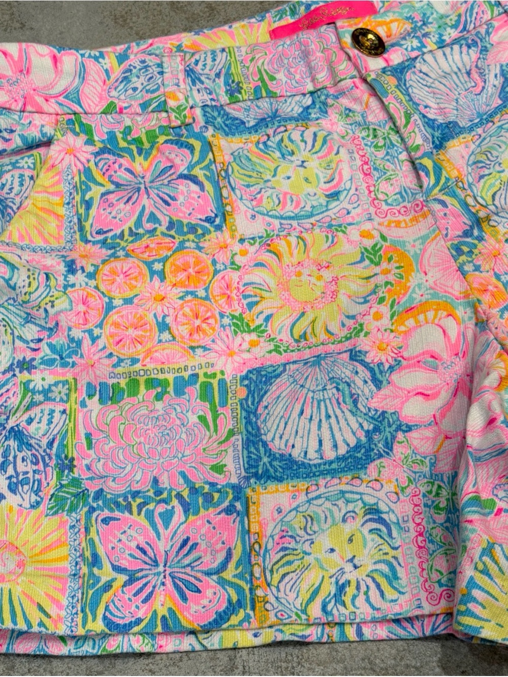 Lilly Pulitzer Callahan Stretch Shorts Patch My Drift SZ 8 Vibrant Pastels - Picture 2 of 10